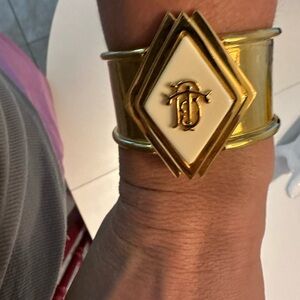 Gold and Cream Cuff Bracelet